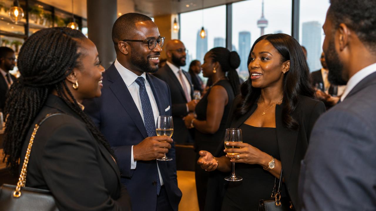 Illustrative business networking reception